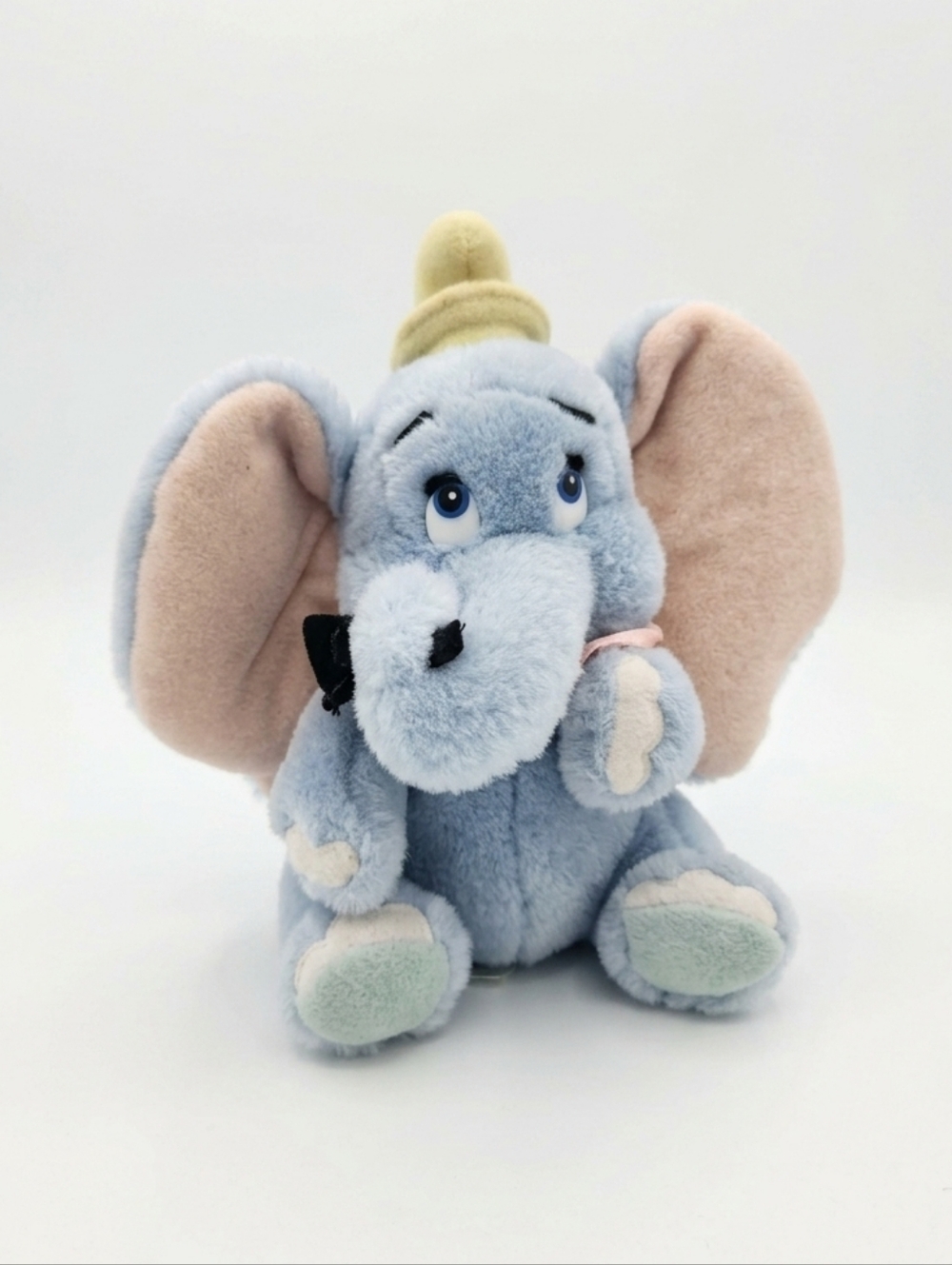 Vintage Disney Dumbo Plush Roly Poly Sound Baby Blue 7"